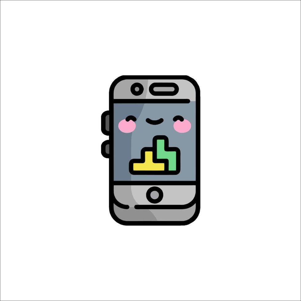 A cartoon phone with a smiley face on it vector