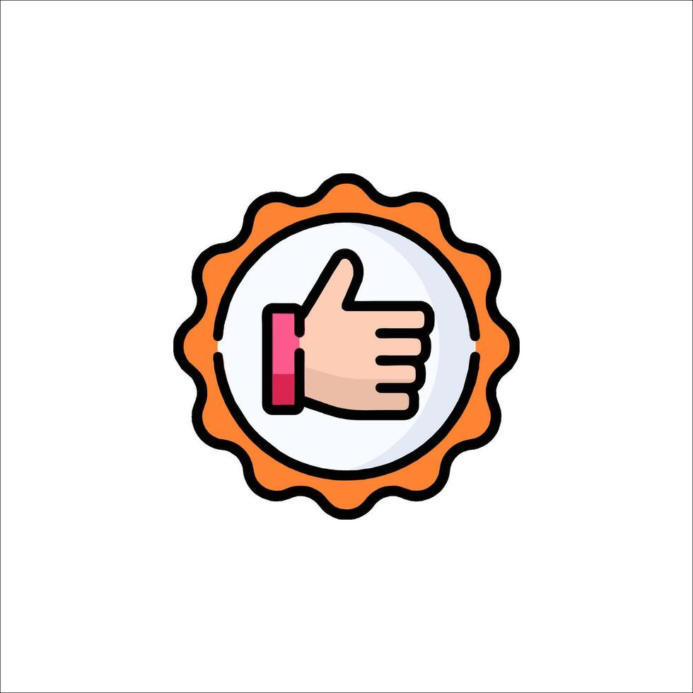 A thumbs up icon with a hand in the center vector