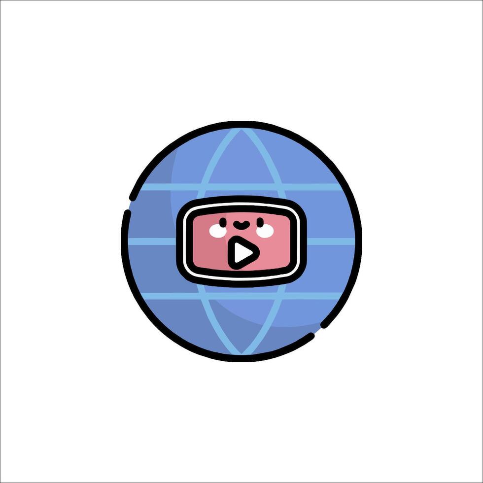 A globe with a player icon vector