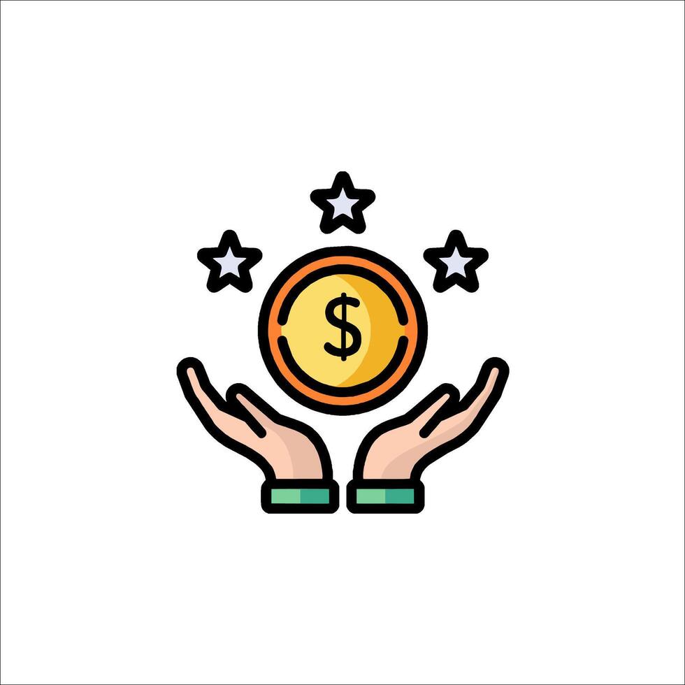 A dollar coin in the hands of two people vector