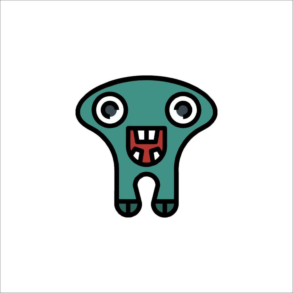 A cartoon alien with a big mouth and teeth vector