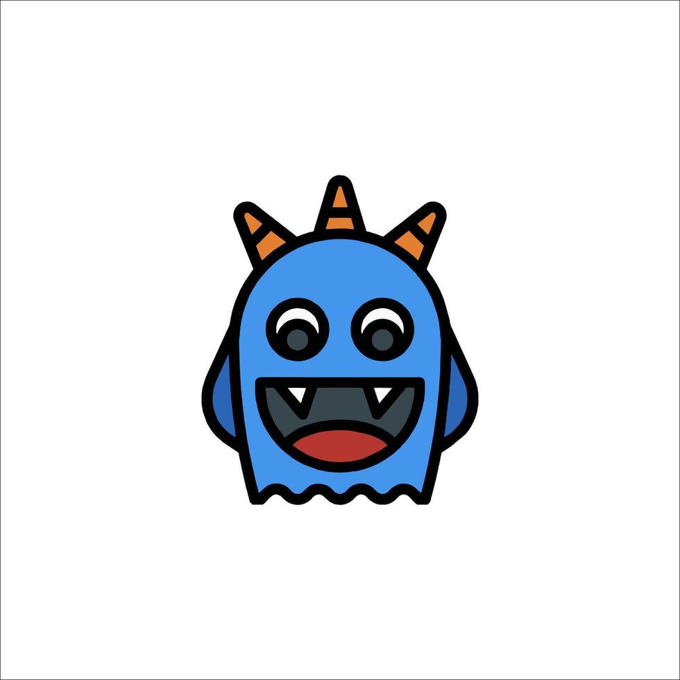 A cartoon monster with horns and a smile vector