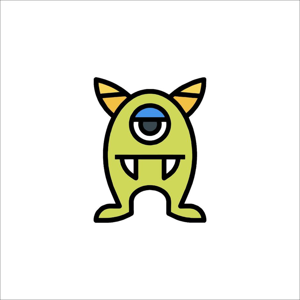 A cartoon green monster with blue eyes vector