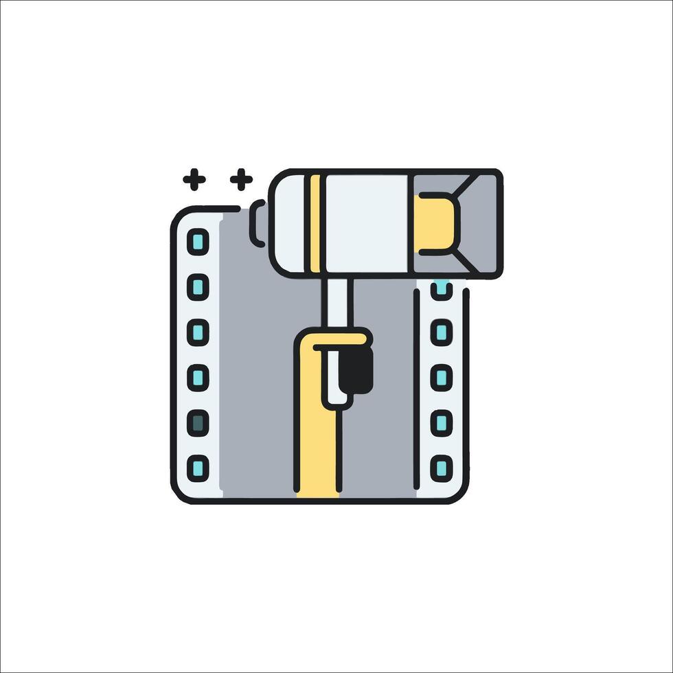 A hammer and a film reel icon vector
