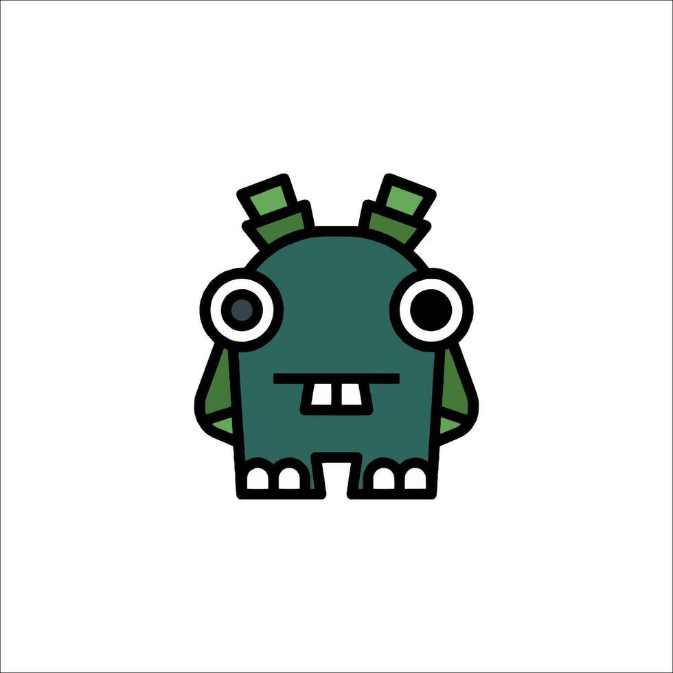 A green monster with two eyes and a big nose vector
