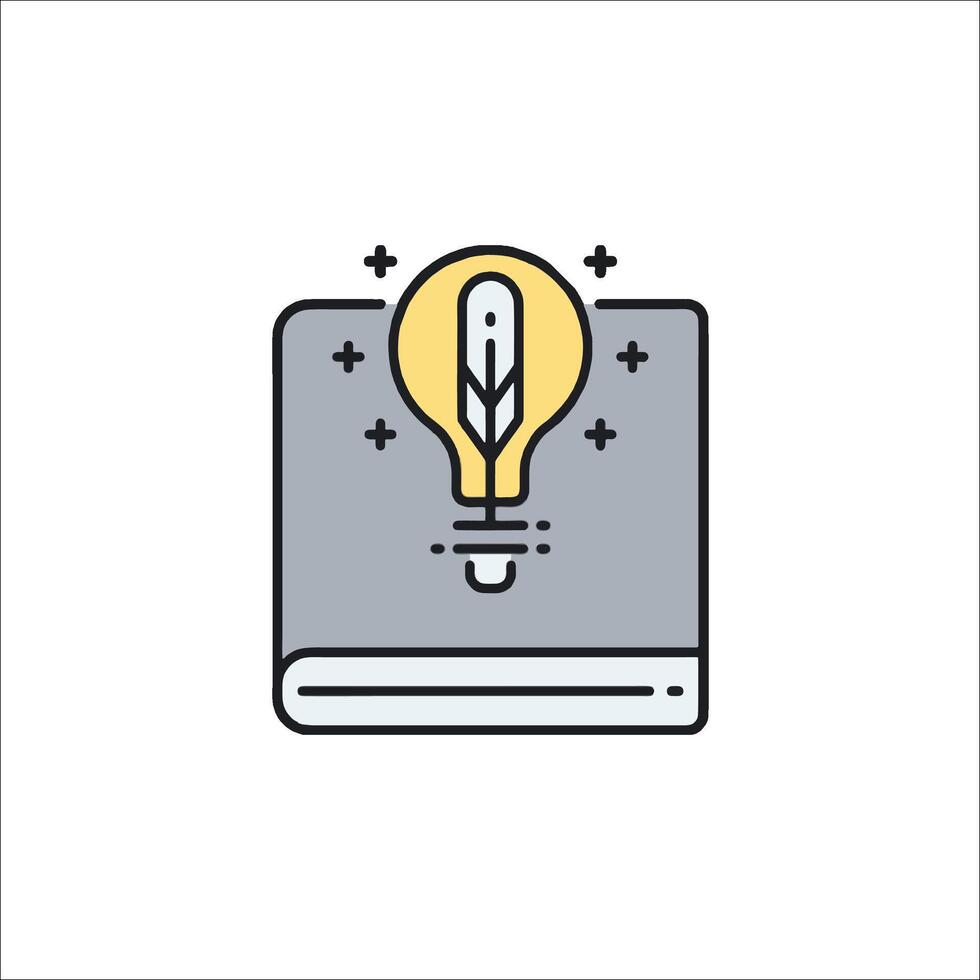 An icon of a book with a light bulb inside vector