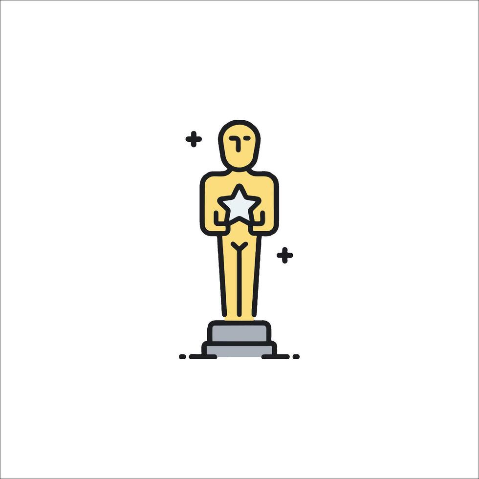 The oscar award icon is shown in a line style vector