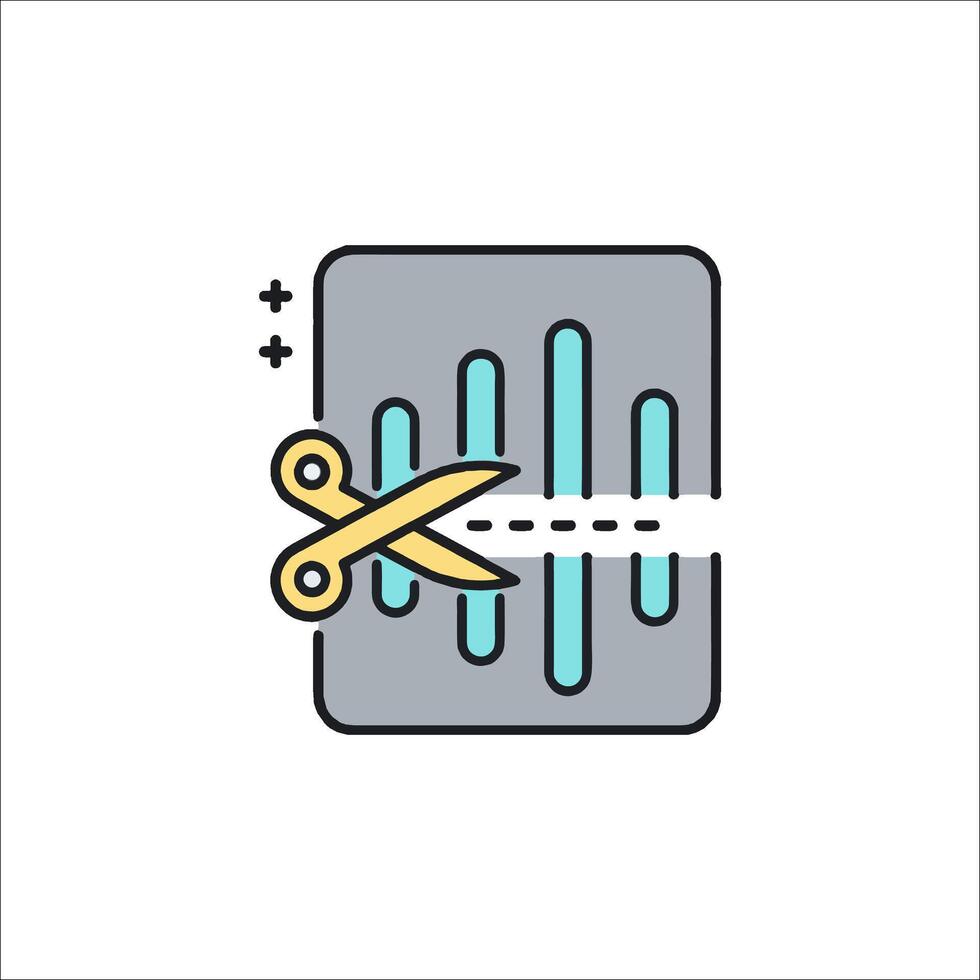 A pair of scissors cutting through a piece of paper vector