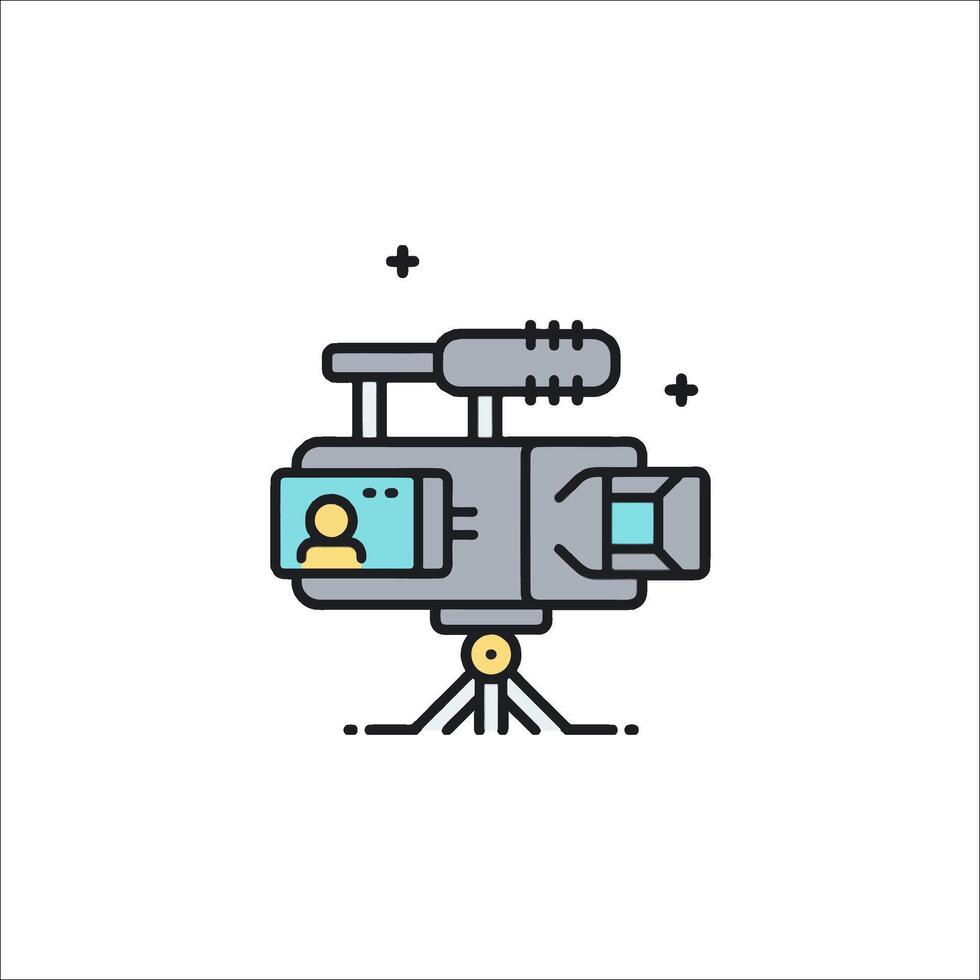 camera icon, line art vector