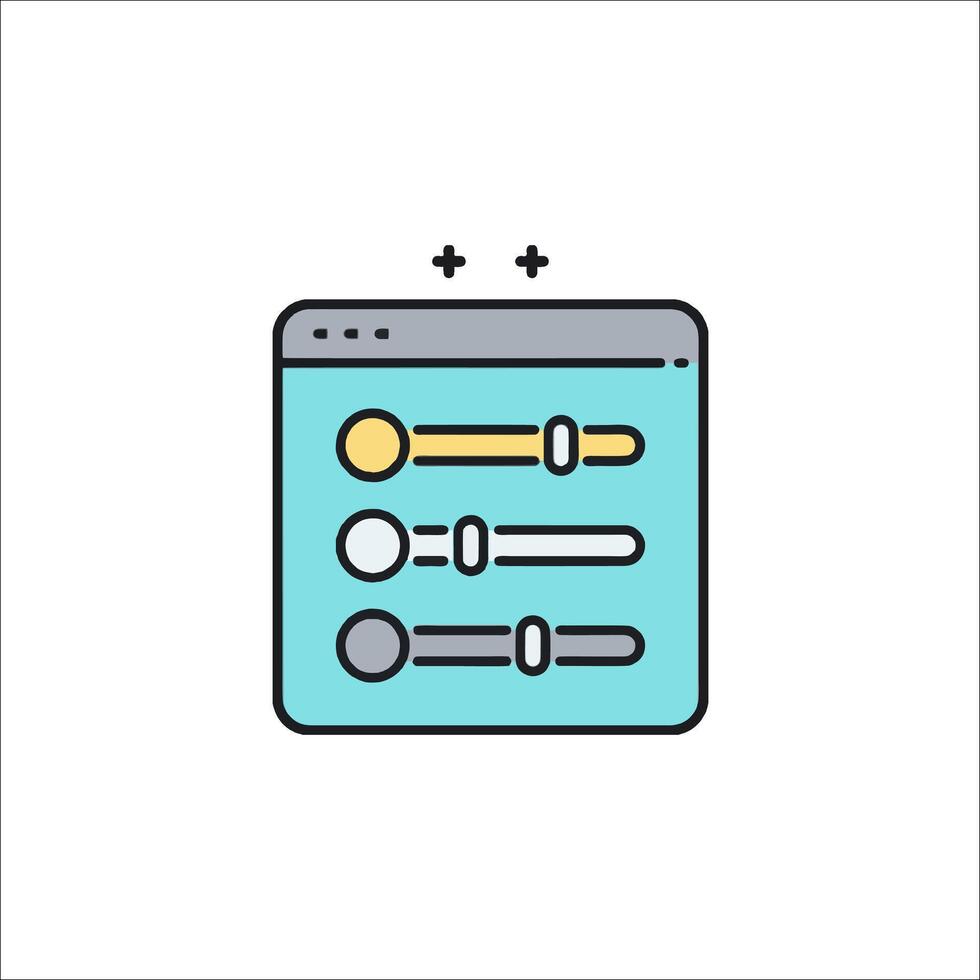 A line icon of a computer screen with a button vector