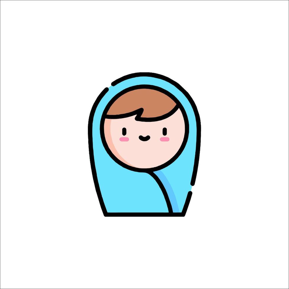 A baby in a blue blanket icon vector