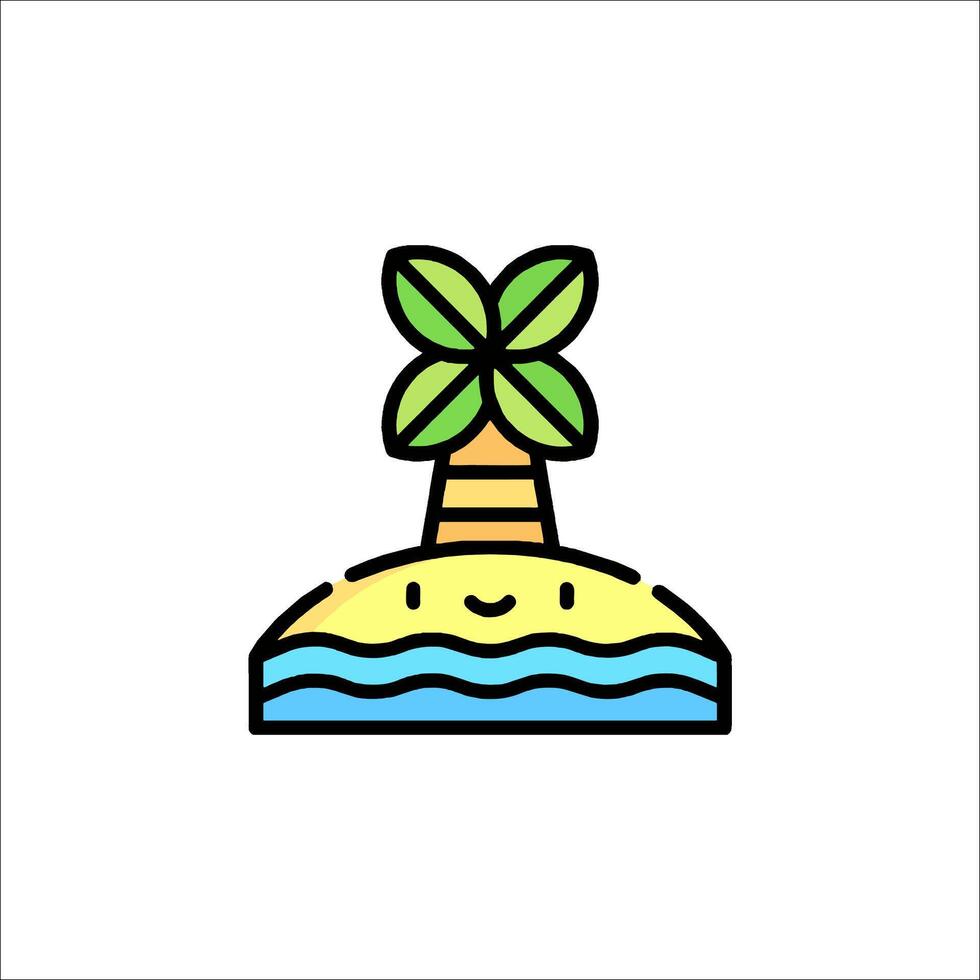 A cartoon island with a palm tree on it vector