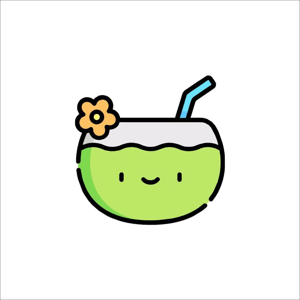 A green drink with a flower and straw vector