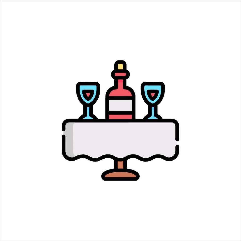 A table with wine and two glasses on it vector