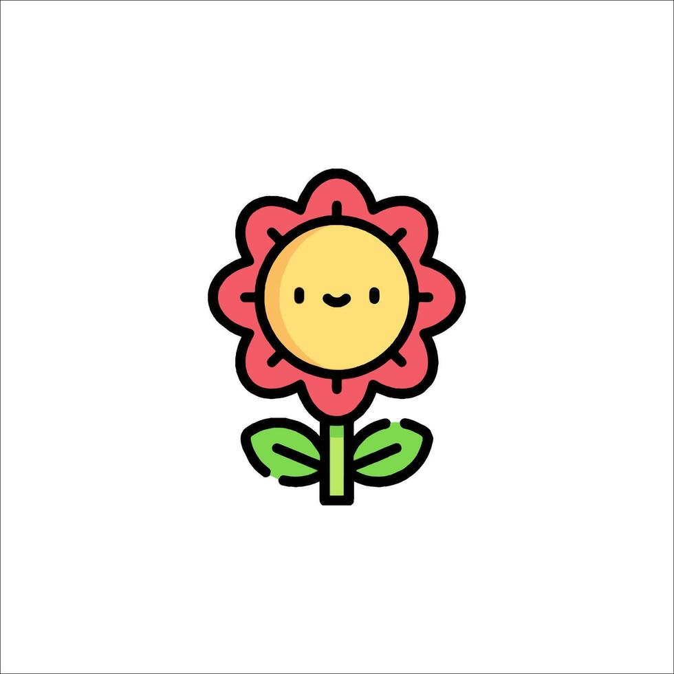 A cute flower with a smiley face on it vector