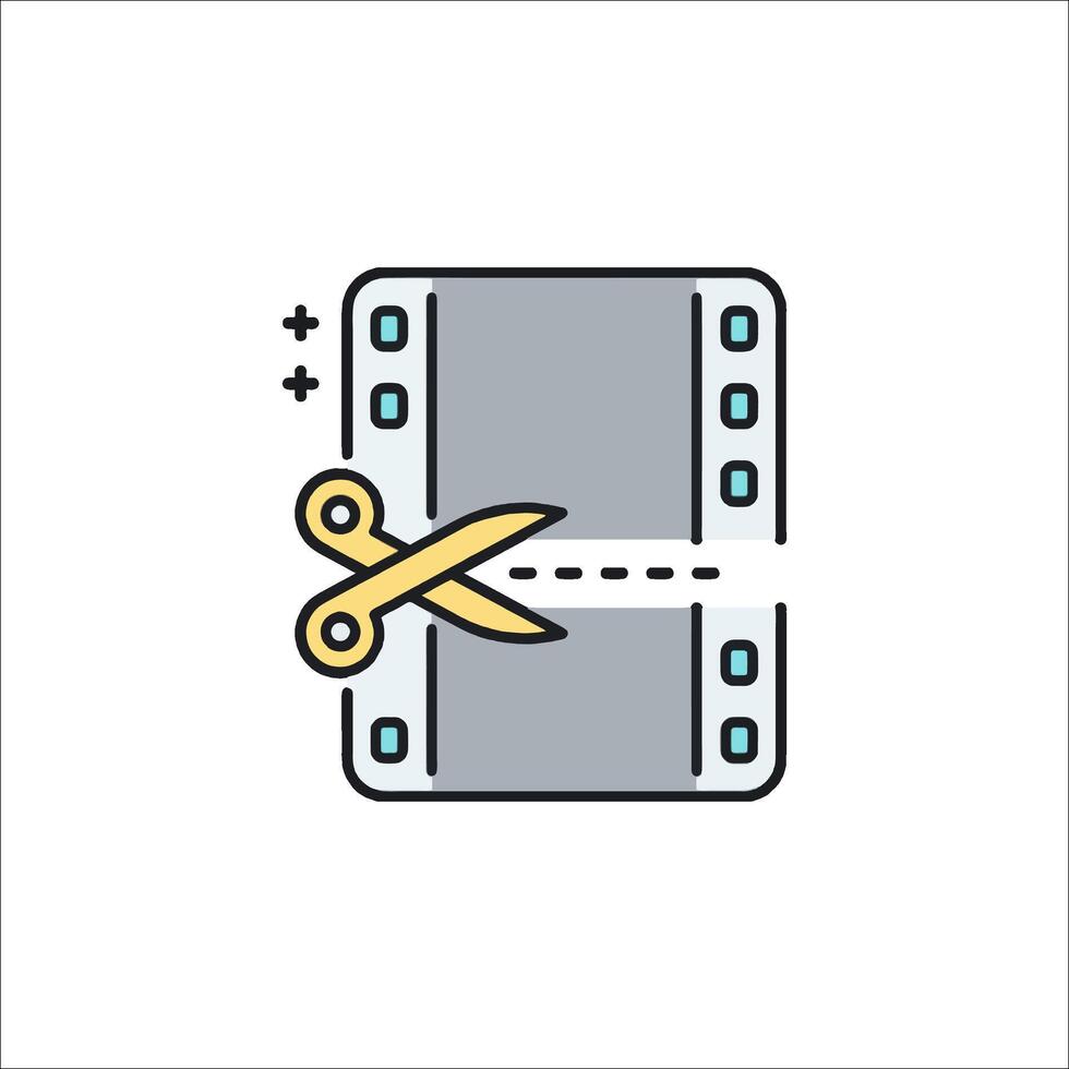 A film strip with scissors cutting it open vector
