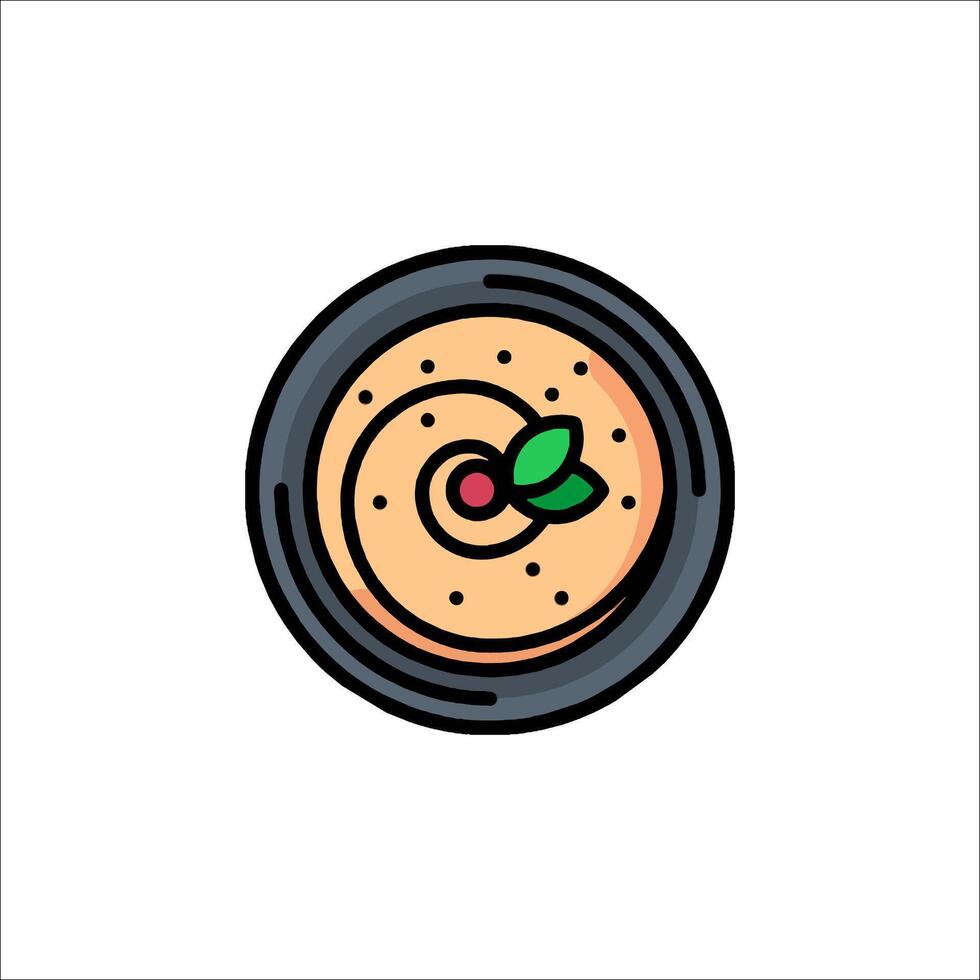 A flat icon of a bowl of food with a green leaf vector