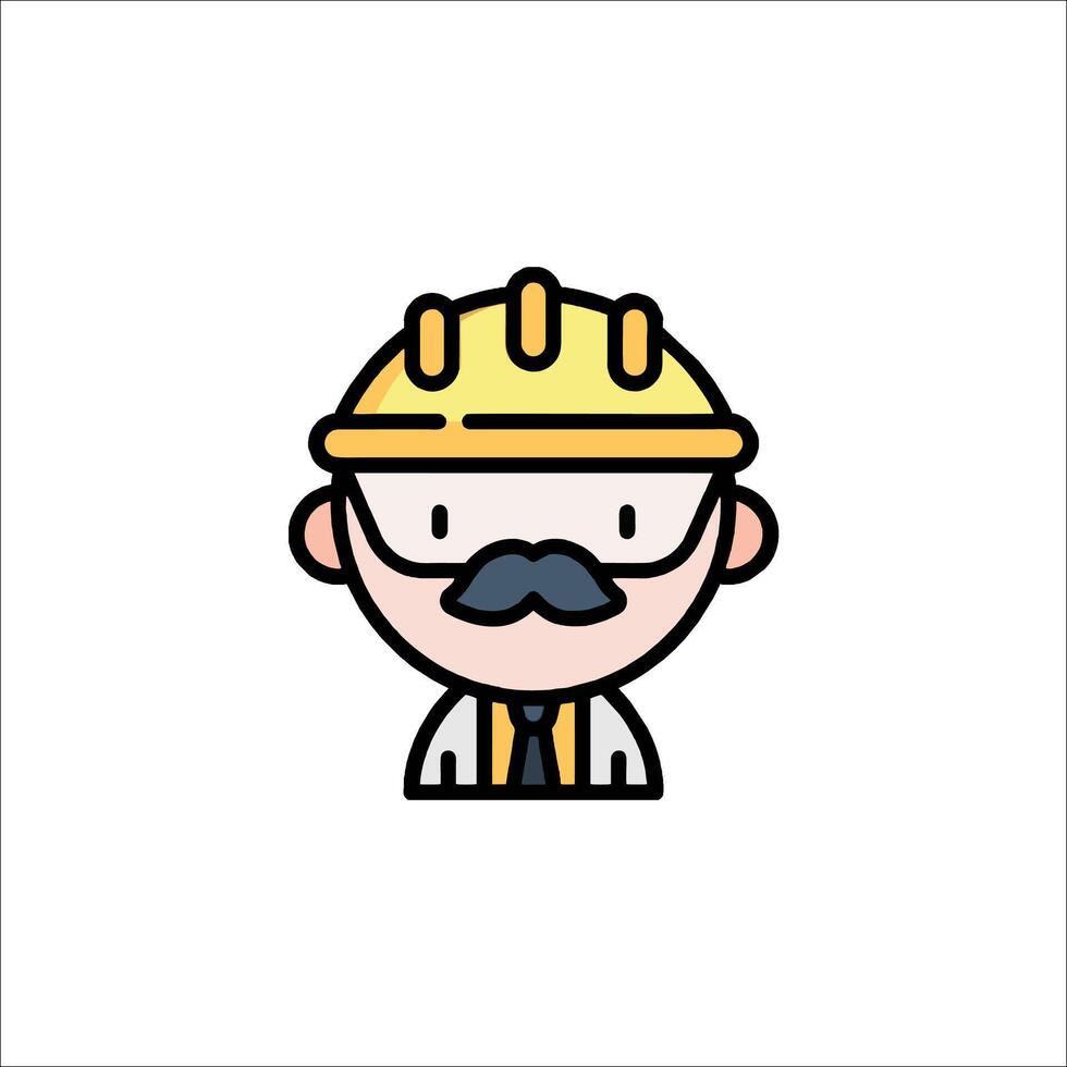 A cartoon man in a hard hat and glasses vector