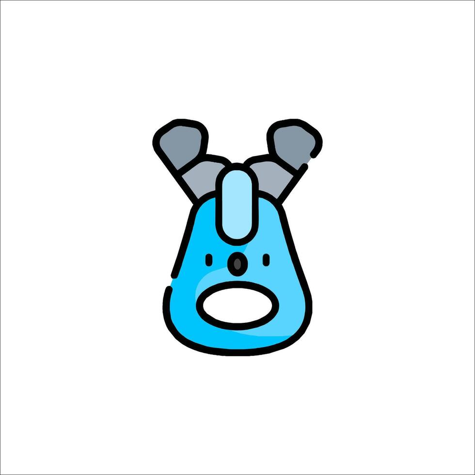 A blue and black cartoon character with horns vector