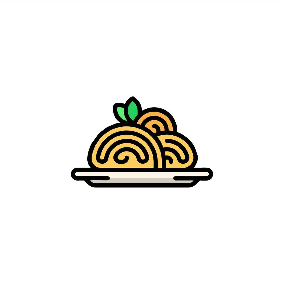 A plate with food on it and a leaf on it vector