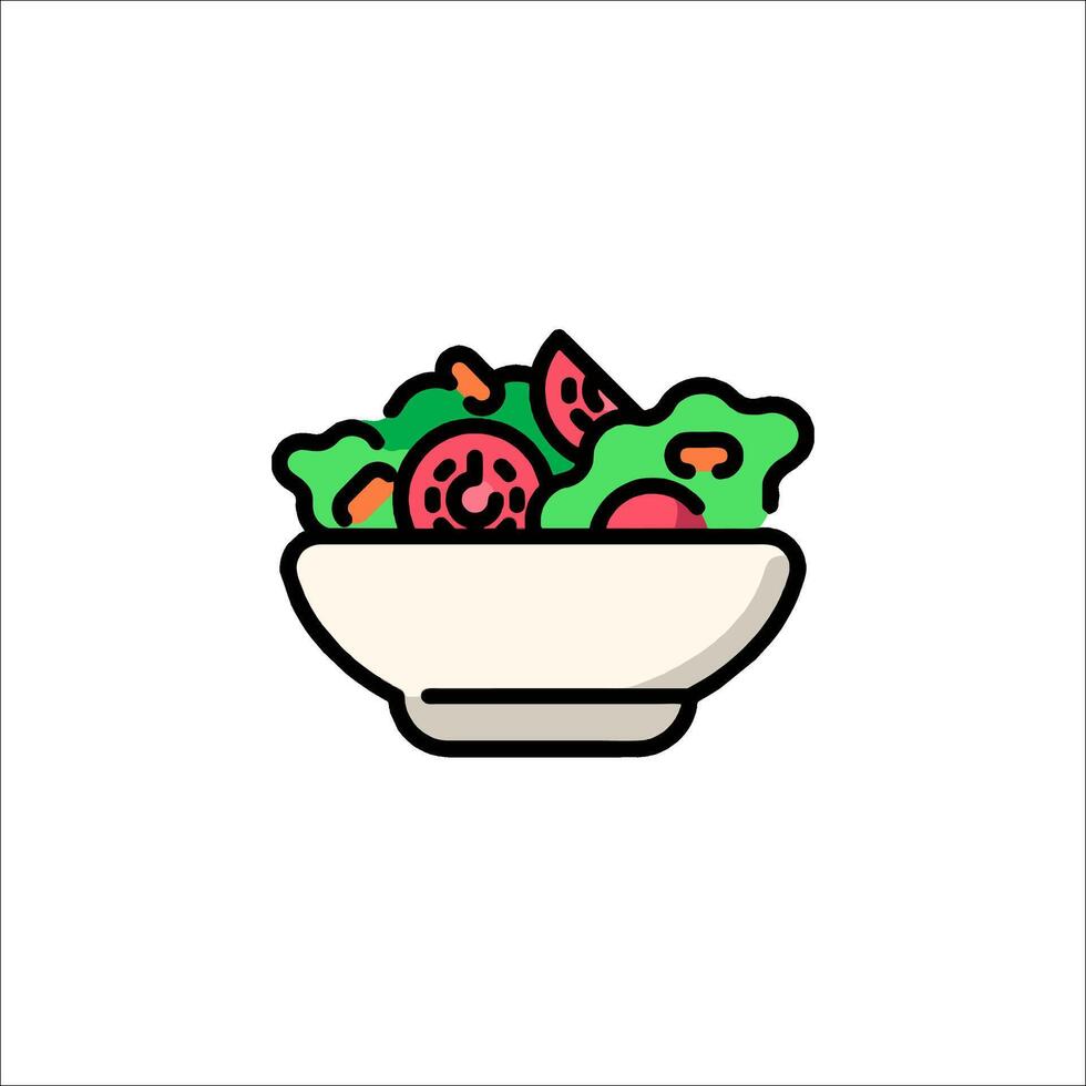 A salad in a bowl icon vector