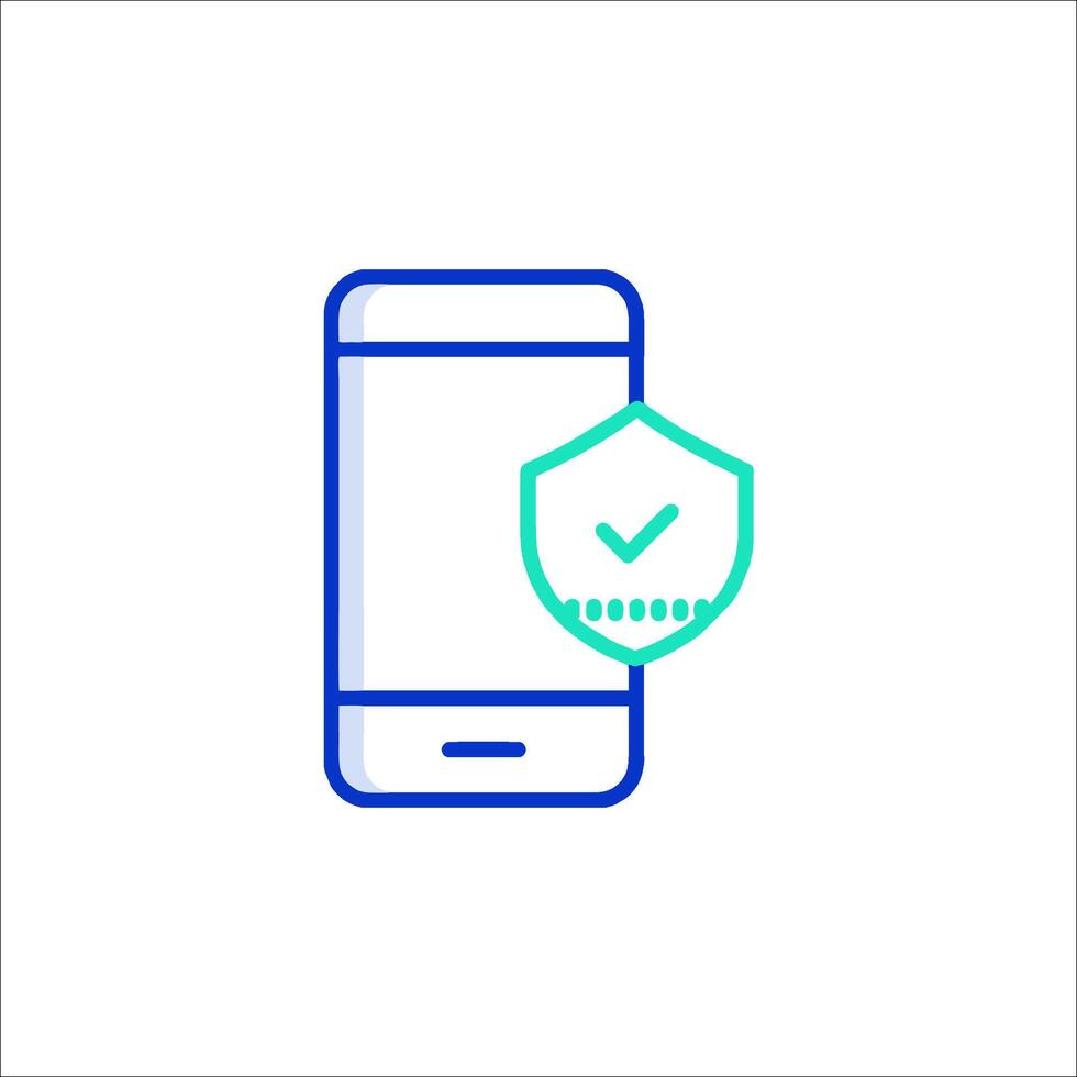 A phone with a shield icon on it vector