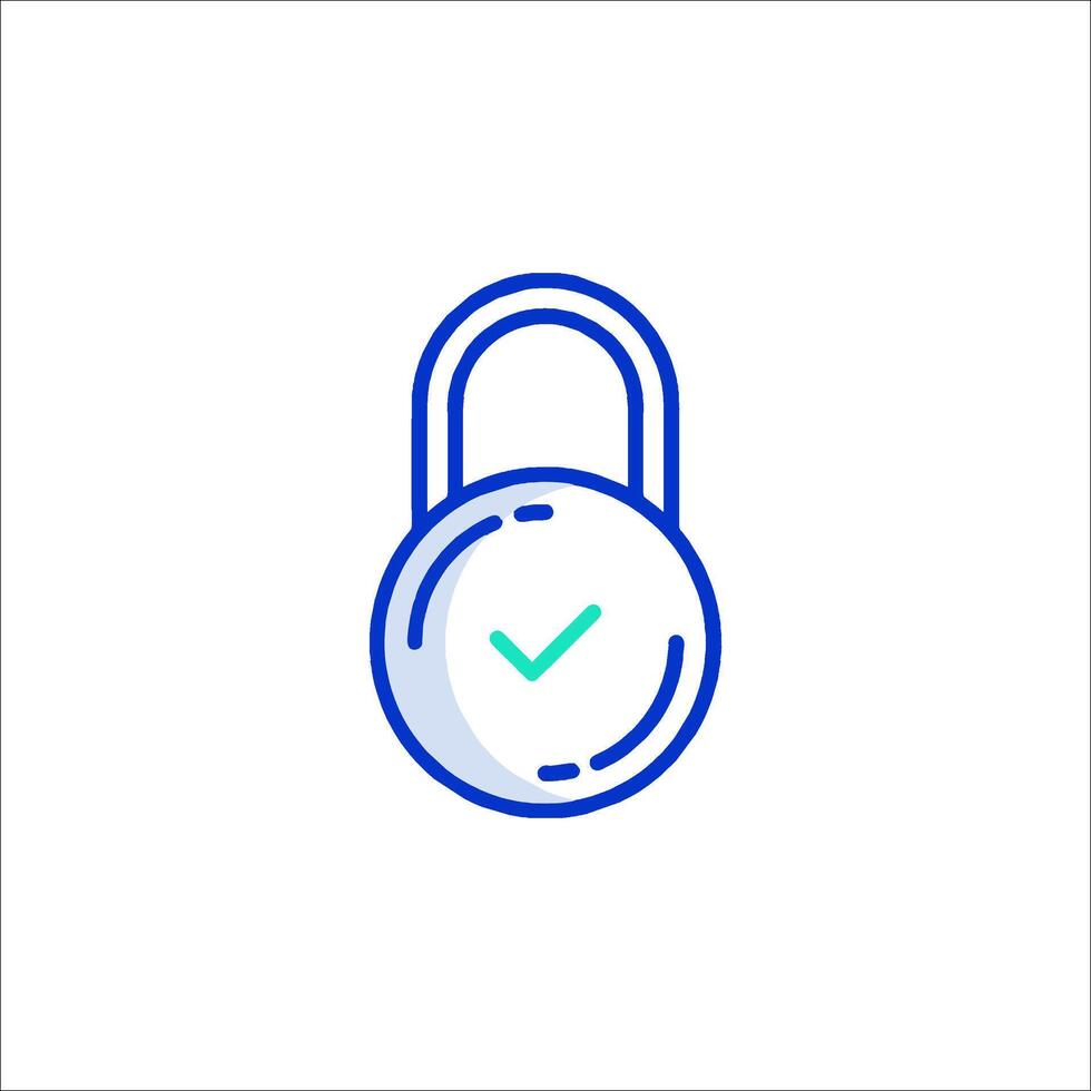 A lock icon with a check mark vector