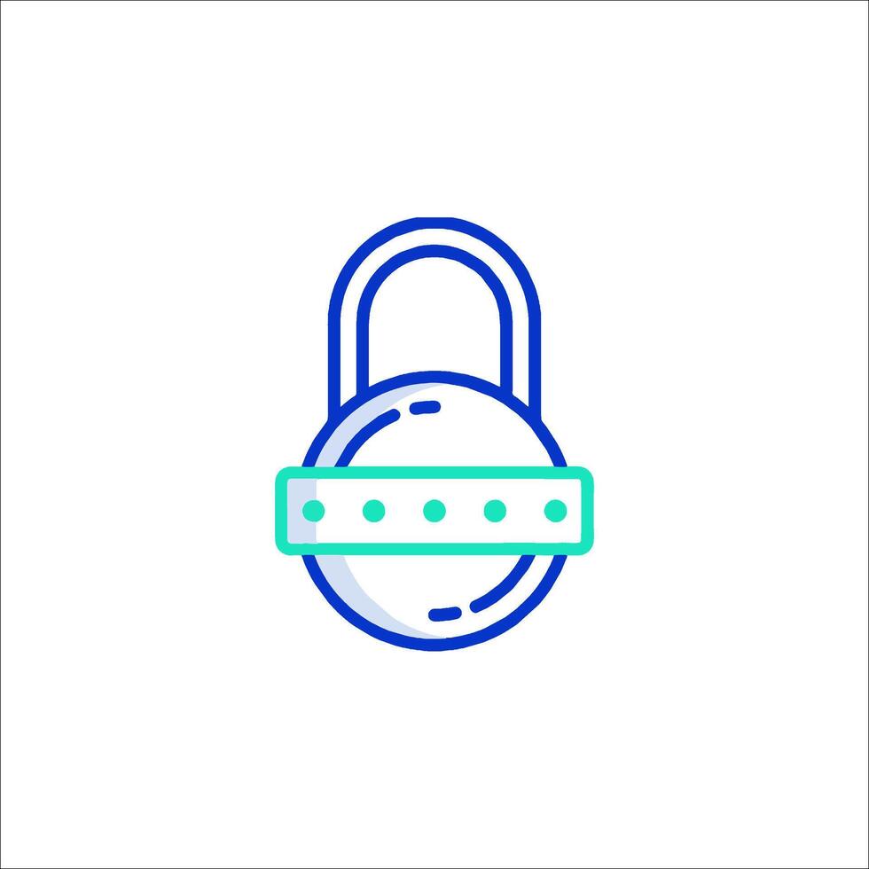 A lock icon with a green and blue outline vector