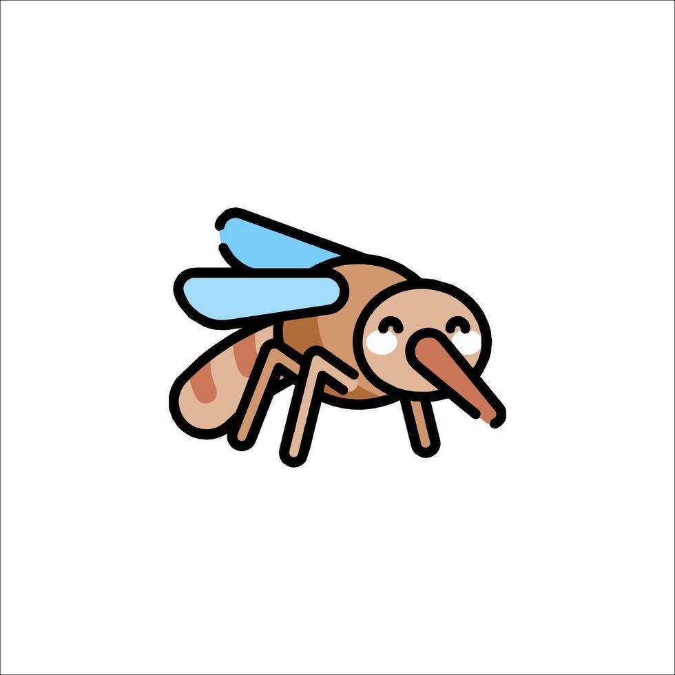 A cartoon insect with a long beak and a long tail vector