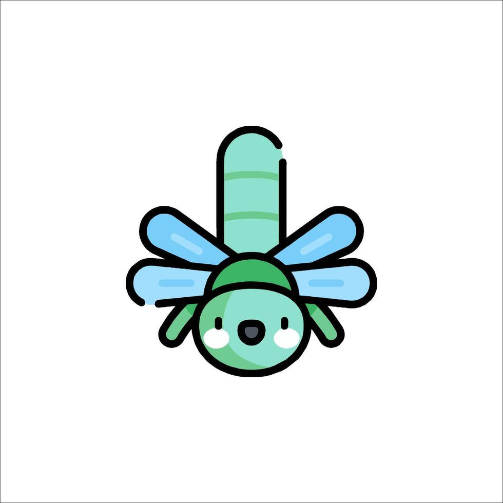 A cute dragonfly icon with a small face vector