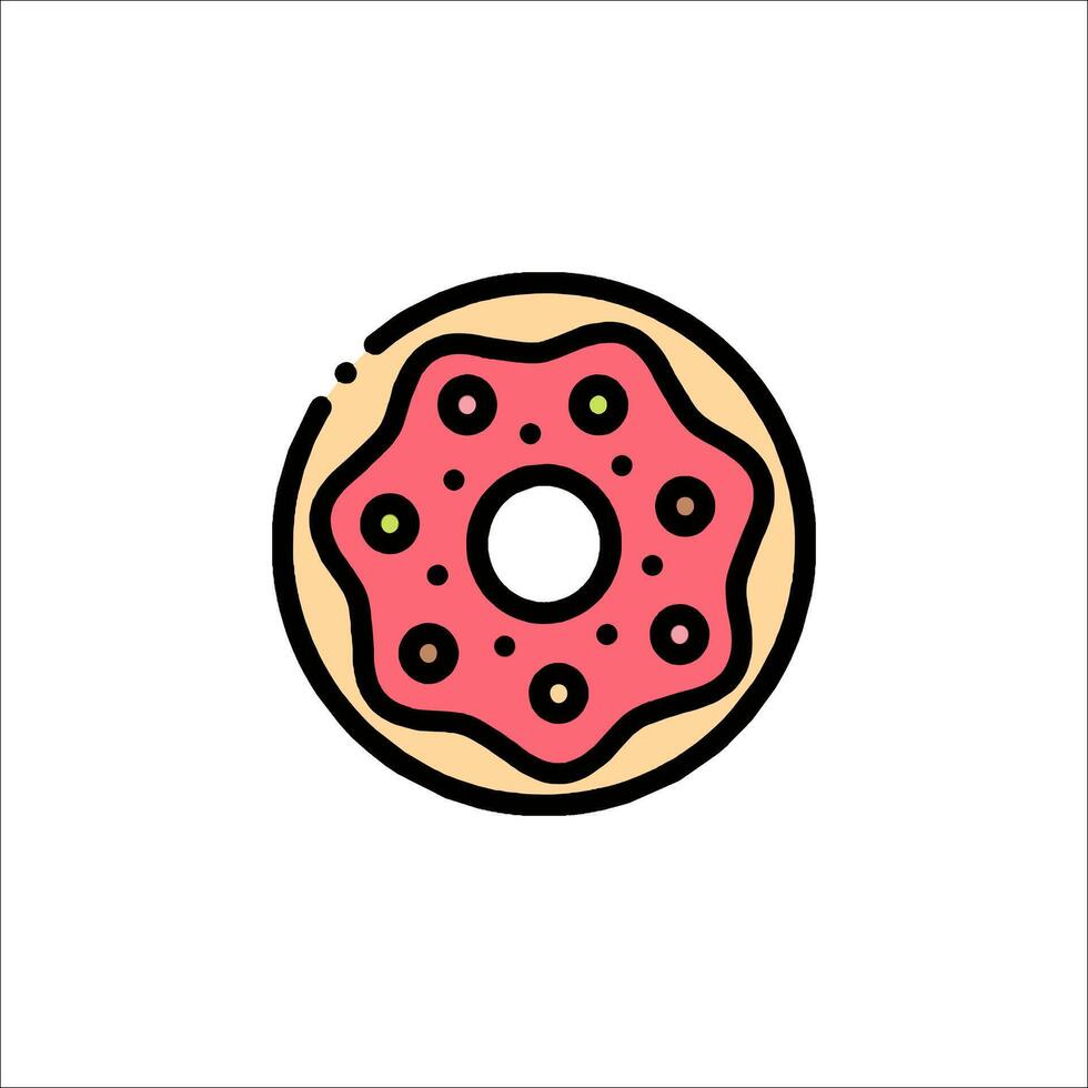 A donut icon with a pink frosting on it vector
