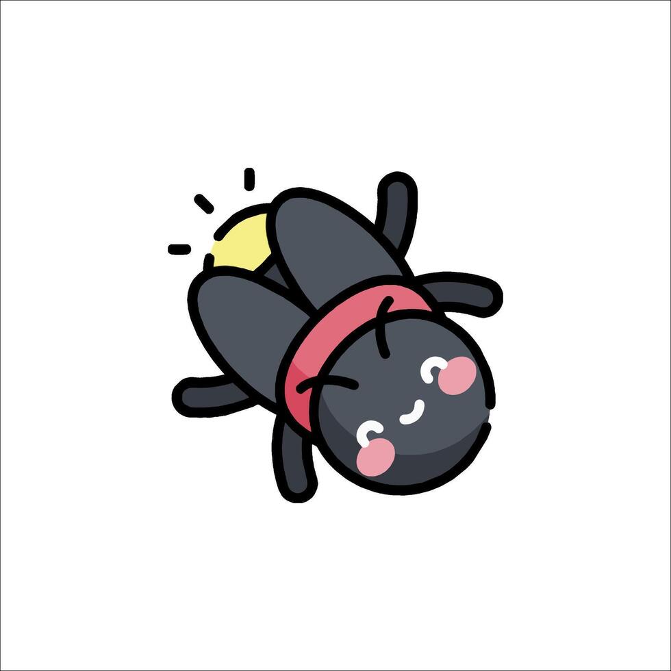 A cute bug with a red hat and a smile vector