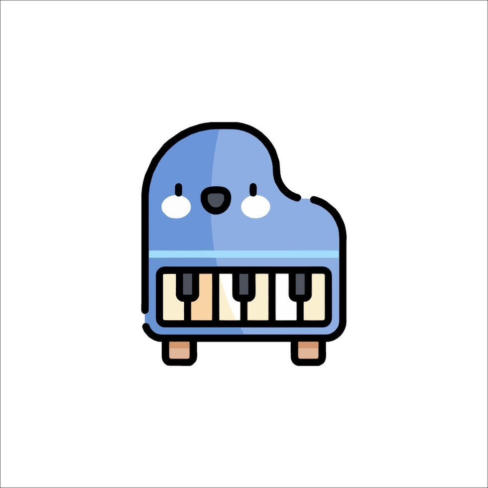 A blue piano with a cute face vector