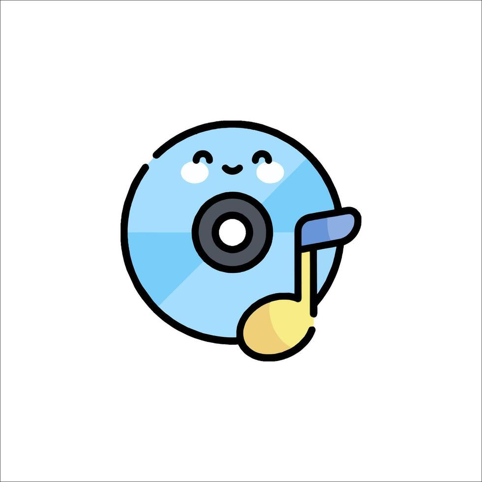 A cartoon cd with a smiley face and a musical note vector