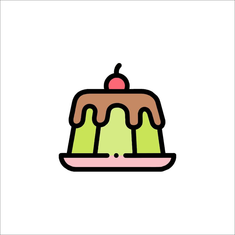A jello cake icon with a cherry on top vector
