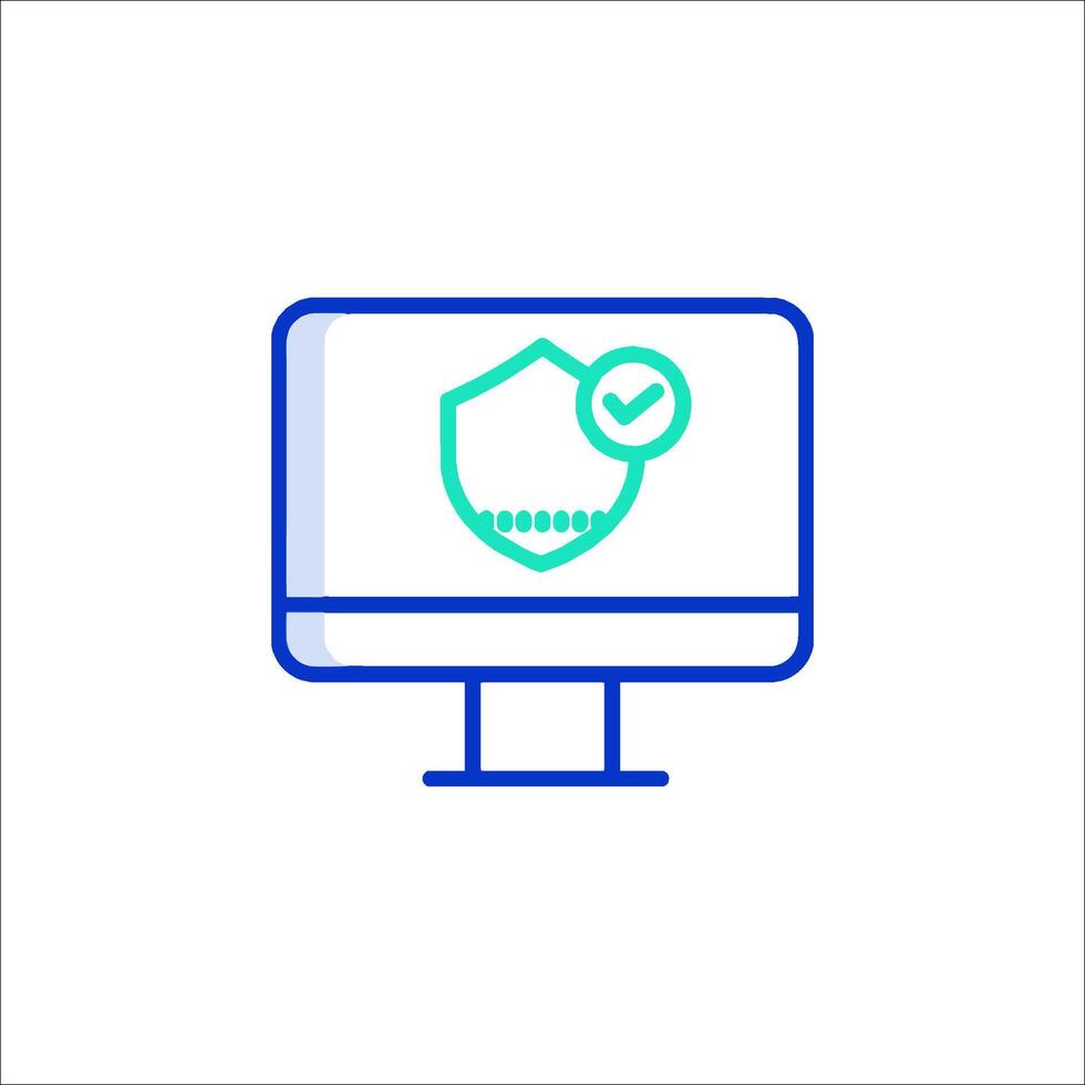 A computer monitor with a shield icon vector