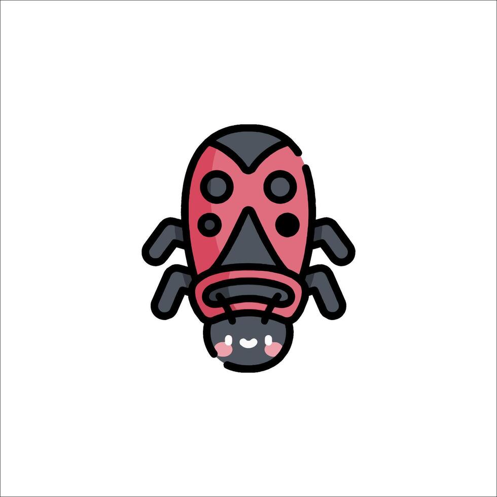 A ladybug icon with a black and red color scheme vector