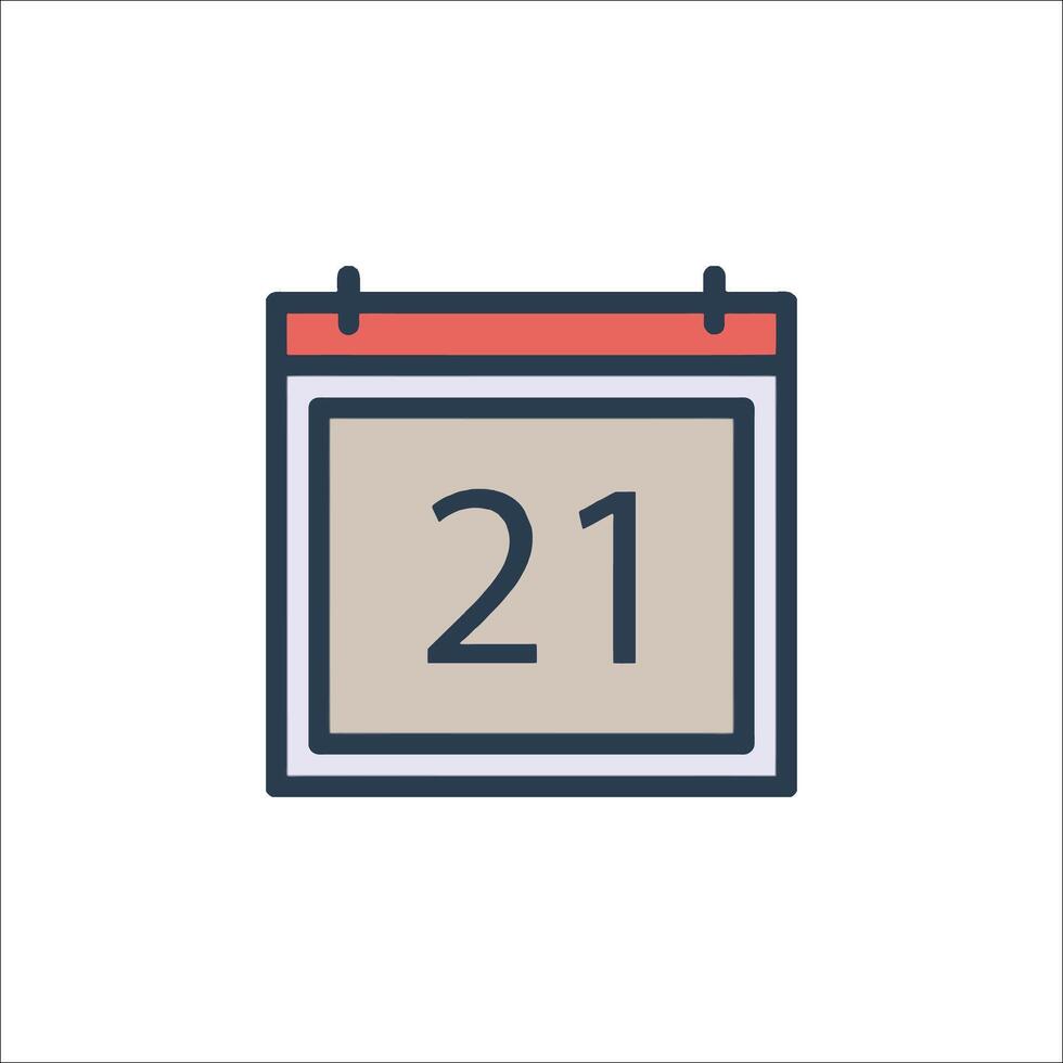 Calendar icon with the date 21 on it vector