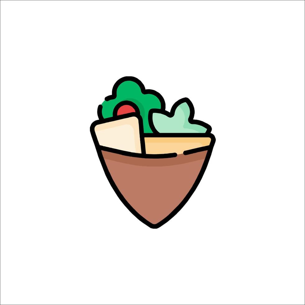 A cartoon of a taco with cheese and vegetables vector