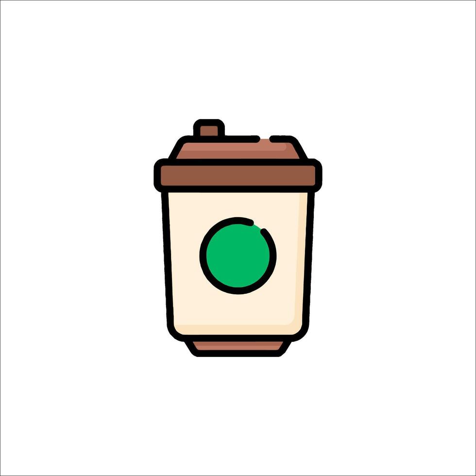 A coffee cup icon with a green lid vector