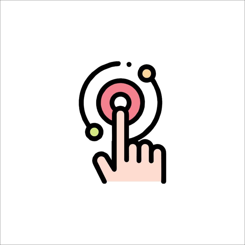A hand pressing a button with a circle in the middle vector