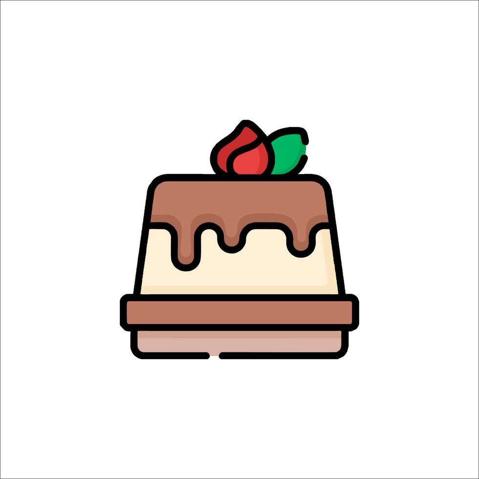 A cake with chocolate and strawberry on top vector