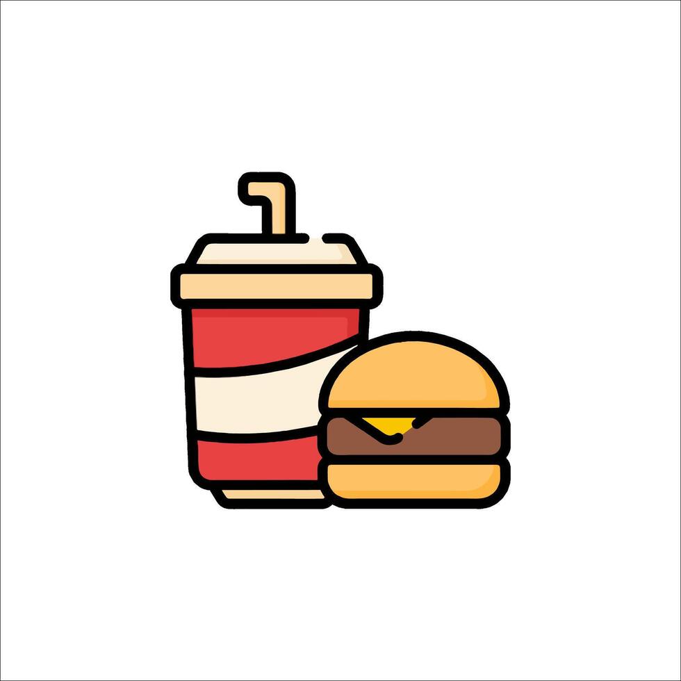 A hamburger and a drink icon vector