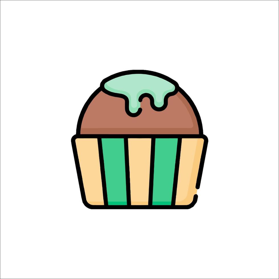 A cupcake icon with a green icing vector