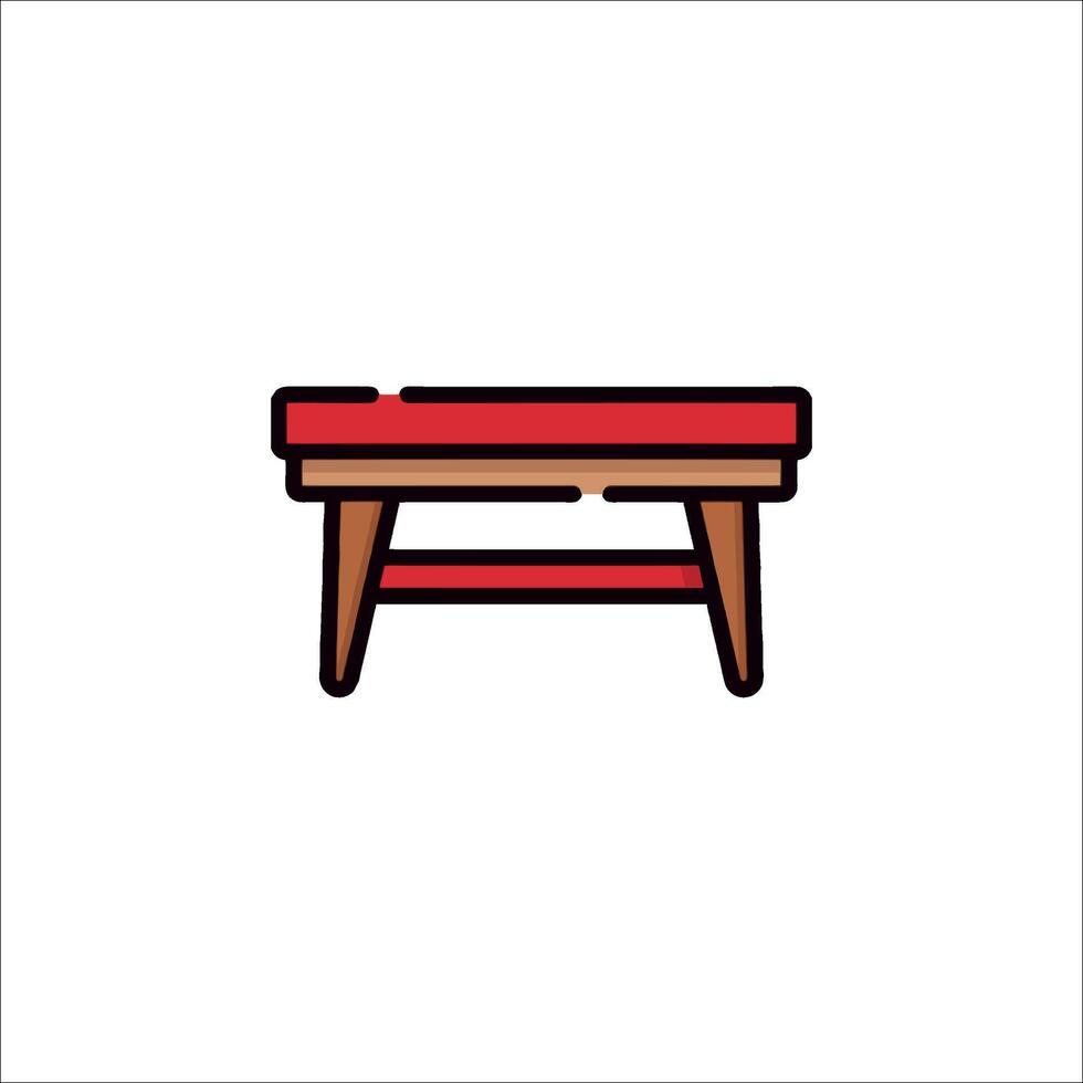 A red bench with a white background vector
