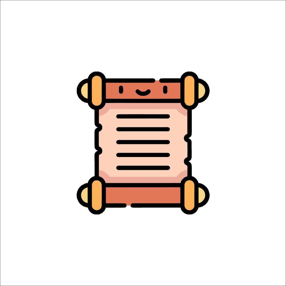 A cartoon scroll with a smiley face vector
