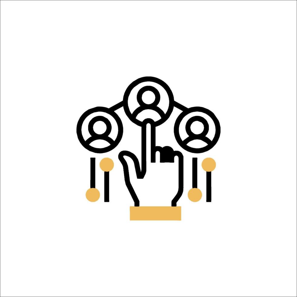 A hand pointing to a group of people vector