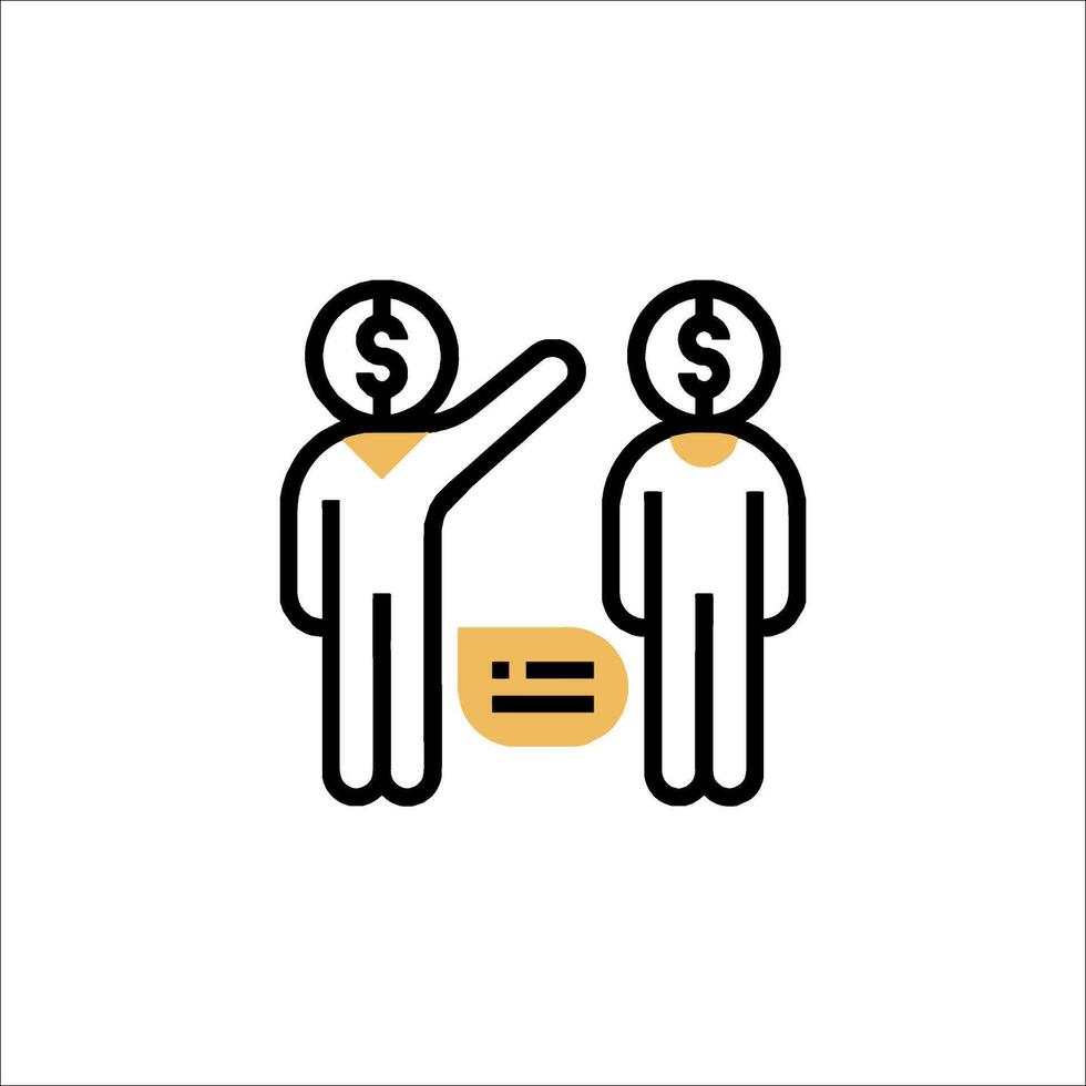 Two people are standing next to a box with money vector