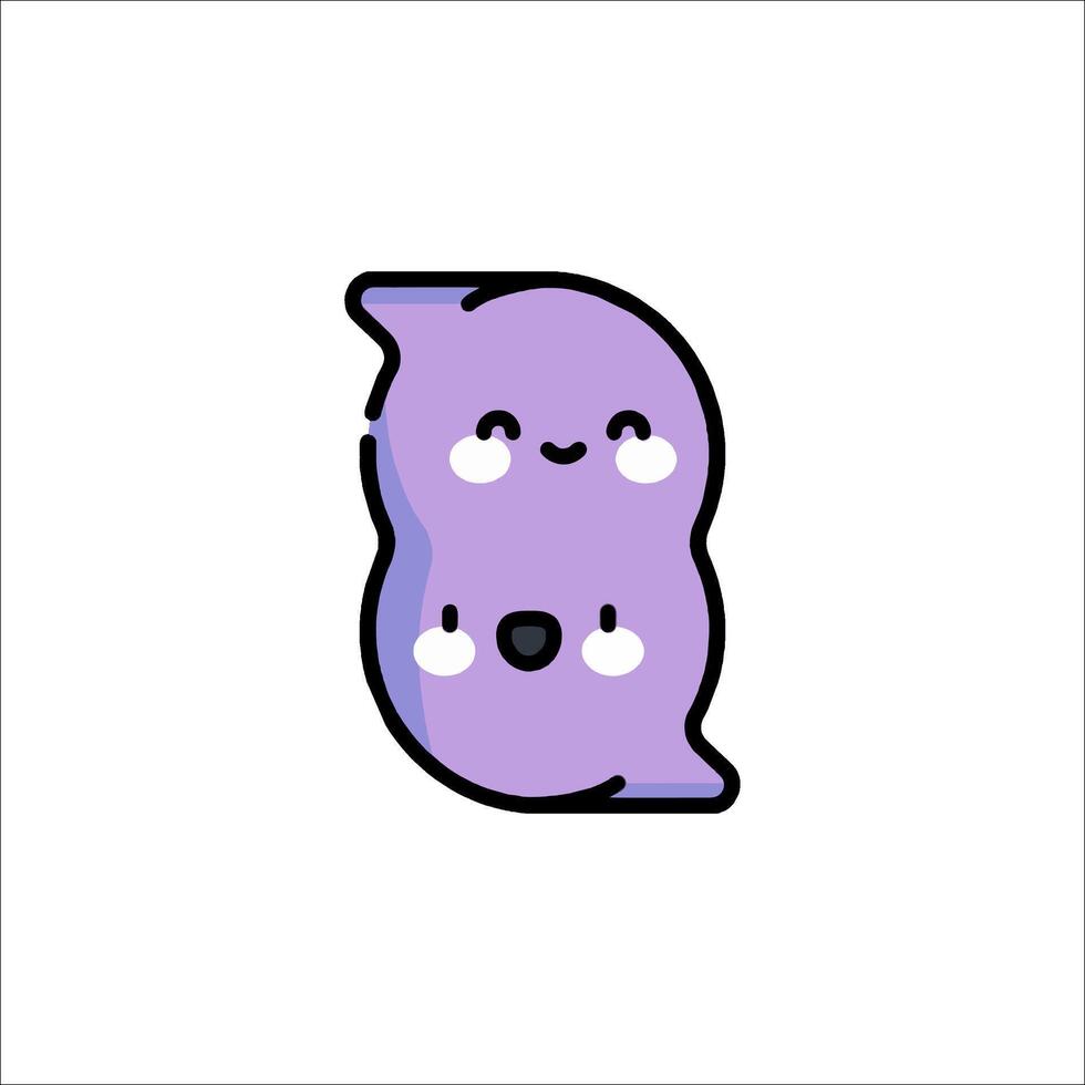 A purple and white cartoon character with a smile vector