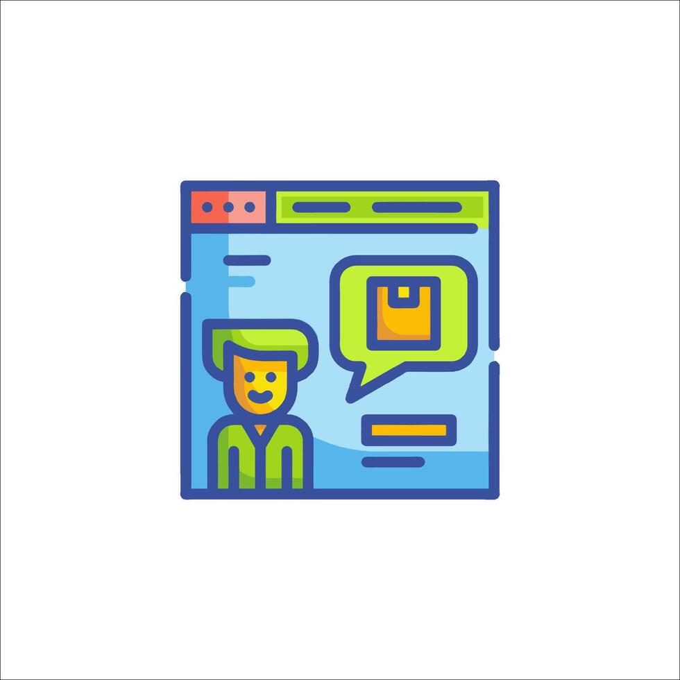 A person is talking to someone on a computer screen vector